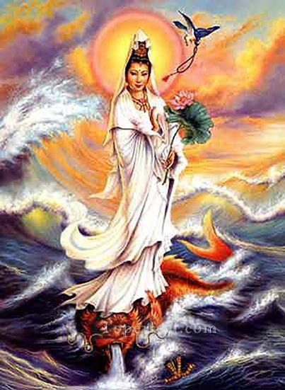 godness of mercy on sea Buddhism Oil Paintings